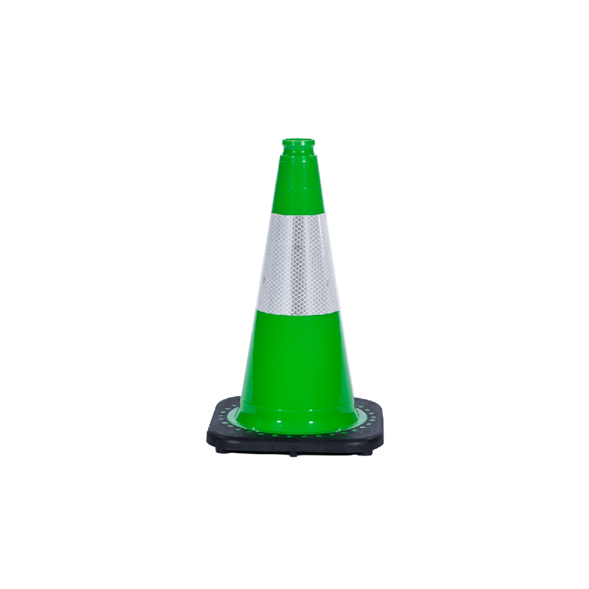 JBC REVOLUTION SERIES 18" Green Traffic Cone With Black Base includes, 6" Upper Reflective Collar, Model # RS45015C-GREEN+6